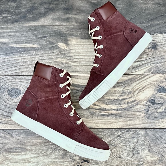 Timberland Shoes - NEW Timberland Skyla Bay 6” Womens 9 High Top Sneaker Boot Burgundy Suede A43PT
